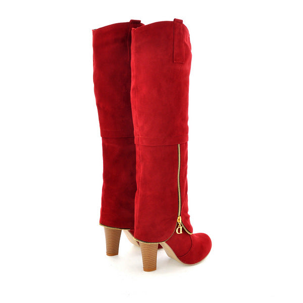 Velvet High Heels Tall Boots for Women 8406