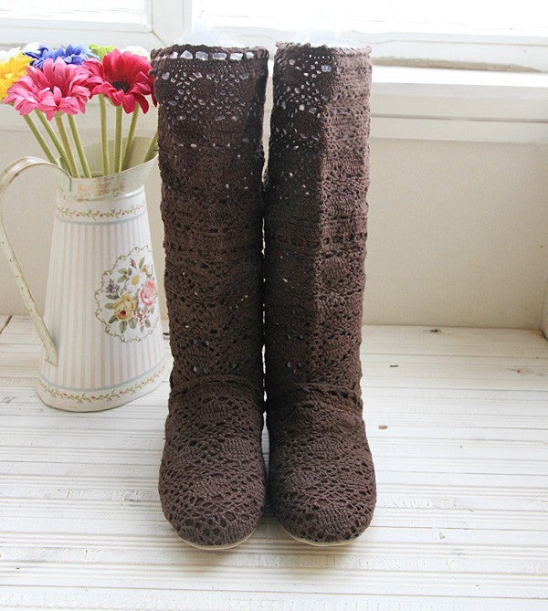 Hole Mid Calf Boots for Summer 8476