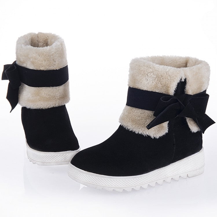 Bow Mid Calf Snow Boots Flats 3109