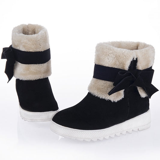 Bow Mid Calf Snow Boots Flats 3109