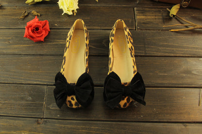 Round Toe Bow Suede Flat Shoes Women 1894