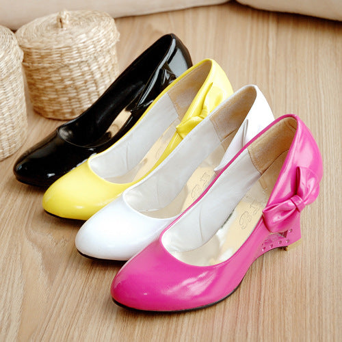 Bow Tie High Heeled Wedge Shoes for Women 1738