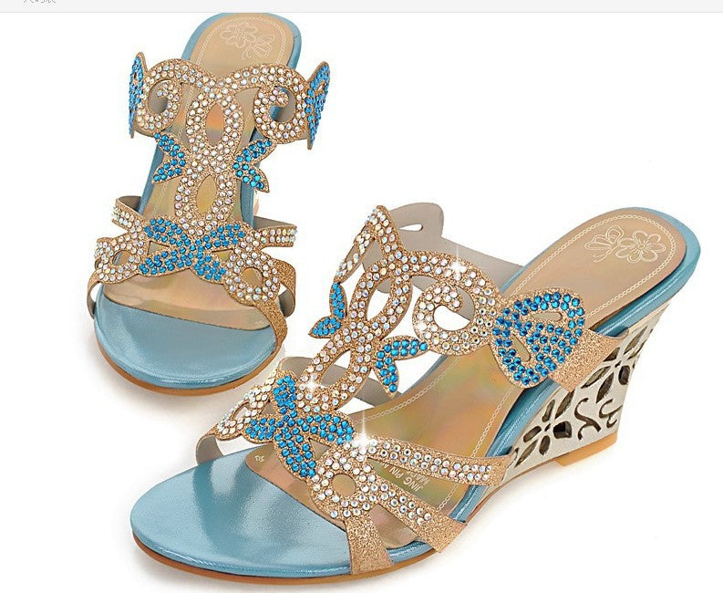 Women's Rhinestone Wedge Heels Sandals Dress Shoes for Summer 3872 ...