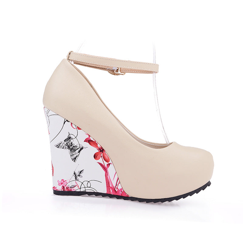 Women's Ankle Straps Platform Wedges High Heels Shoes 1209