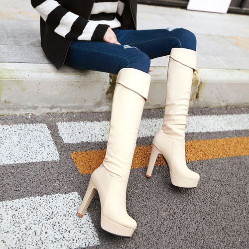 Women High Heels Platform Knee High Boots