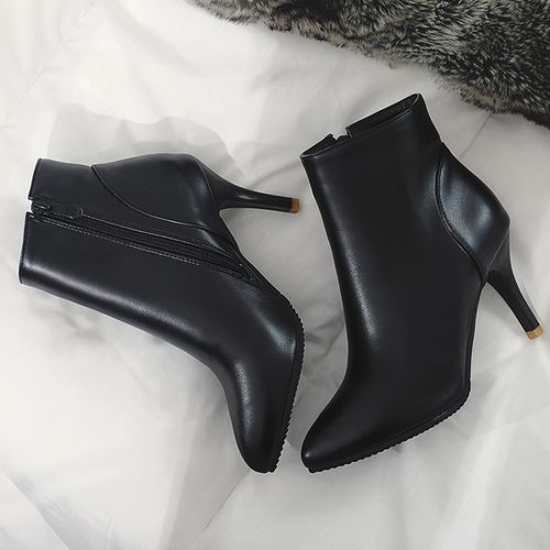 Women Zipper High Heels Short Boots