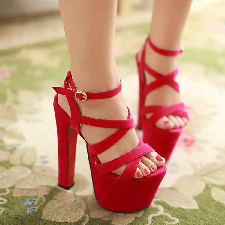 Ankle Strap Platform Sandals Extreme High Heels Shoes Woman 9771 – meetfun