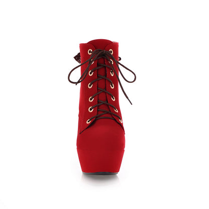 Lace Up High Heel Lace-up Women's Platform Boots Boots Shoes