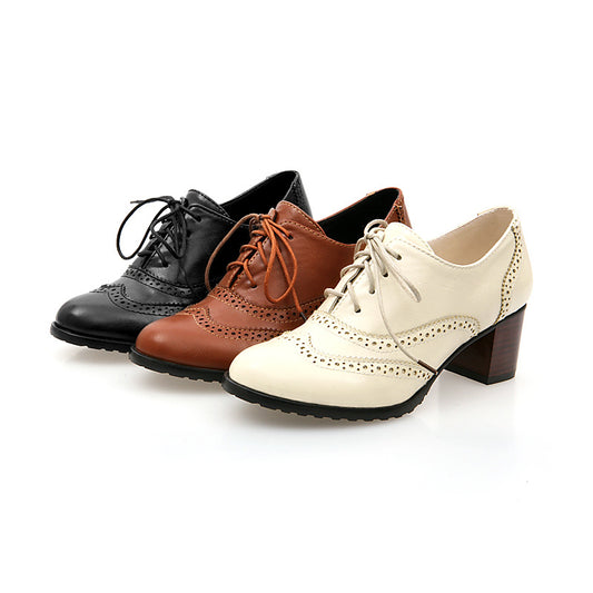 Lace Up Women Oxford Mid Heels Shoes 1947