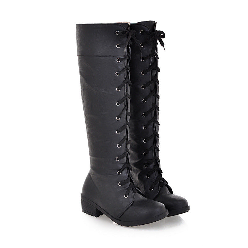 Cross Straps Tall Motorcycle Boots Shoes for Women 5535