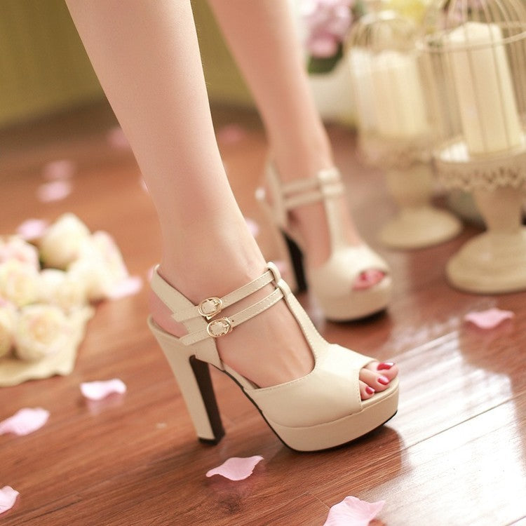 Summer Peep Toe Platform Sandals High Heels for Women Shoes MF5721