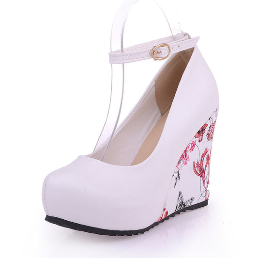 Women's Ankle Straps Platform Wedges High Heels Shoes 1209