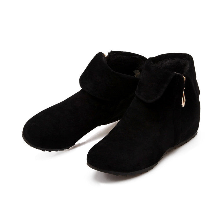 Zip Wedge Short Boots Plus Size Women Shoes 4205 – meetfun