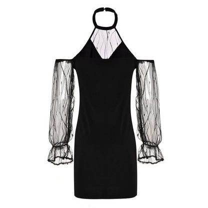 Hollow Out Split Joint Lace Halter Off Shoulder Women's Dresses