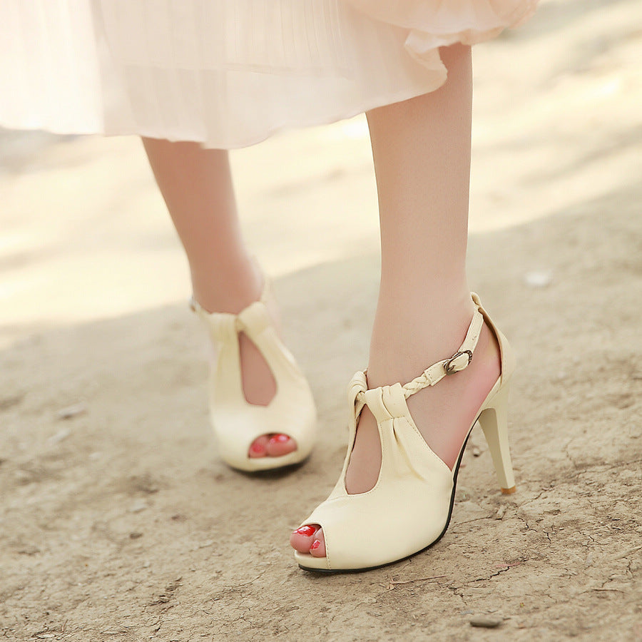 Ankle Strap Peep Toe Sandals High Heels Shoes Woman 6792