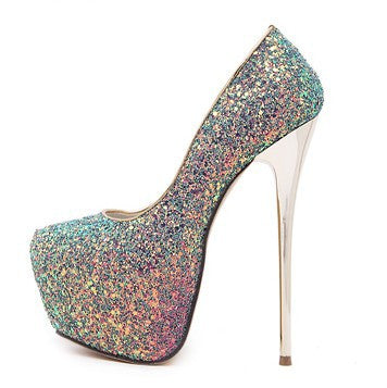 Glitter High Heels Platform Pumps Party Wedding Shoes 2270