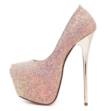 Glitter High Heels Platform Pumps Party Wedding Shoes 2270