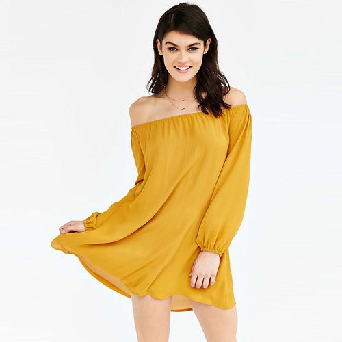 Spring One Neck Sexy Swing Skirt with Loose Middle Sleeve and Solid Off The Shoulder Women Dresses