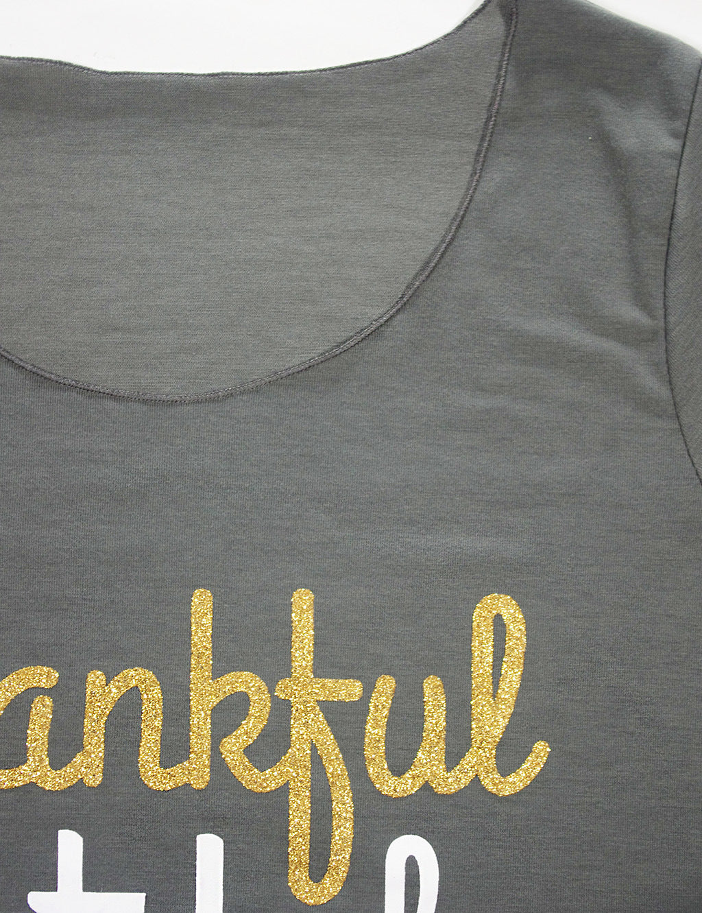 Thanks Giving Graphic Print Skew Neck Top 8566