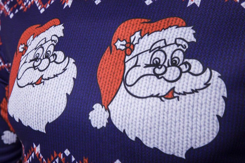 Men's  3D Santa Round Neck Long Sleeve Slim Printed T-shirt