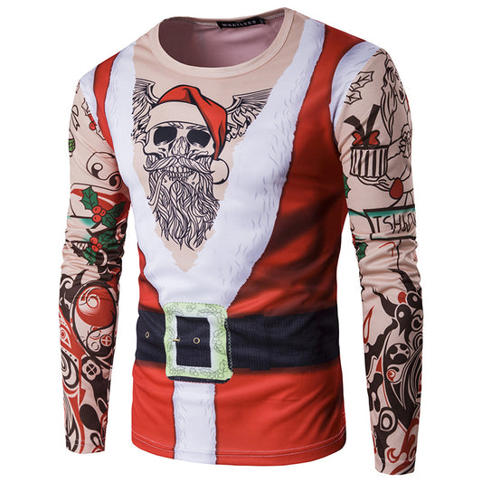Men's  Santa Crew Neck 3D Long Sleeve T-shirt
