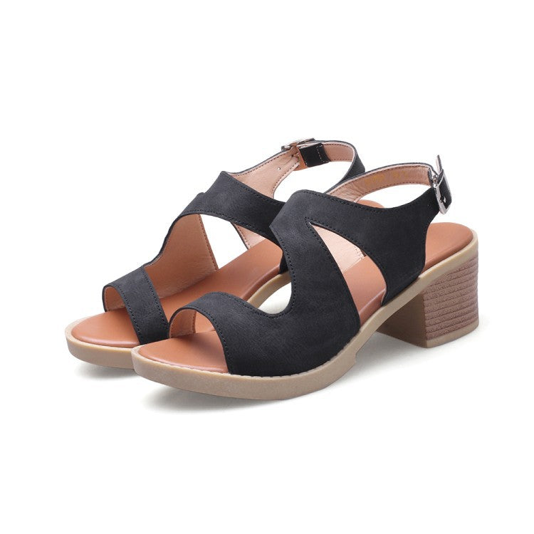 Open Toe Platform Sandals Chunky Heels Shoes Woman 8465