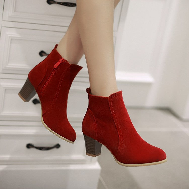 Women's Ankle Boots Chunky Heels Shoes Autumn and Winter 3886