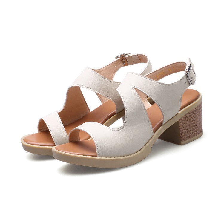 Open Toe Platform Sandals Chunky Heels Shoes Woman 8465 – meetfun