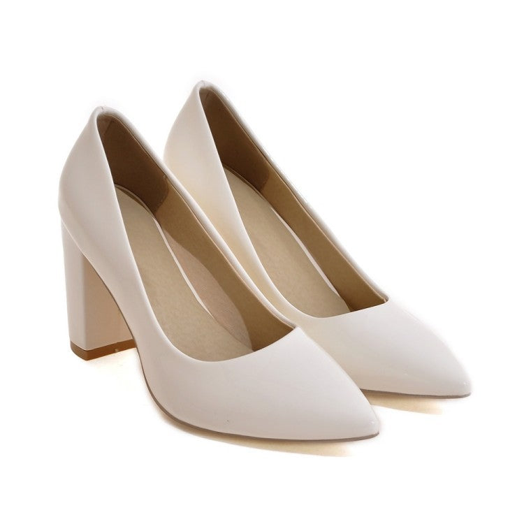Pointed Toe Chunky Heel Pumps Women High Heels Shoes 8259