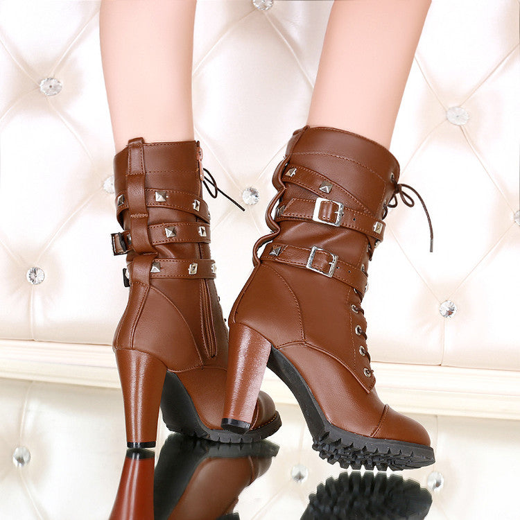 High heel biker on sale boots