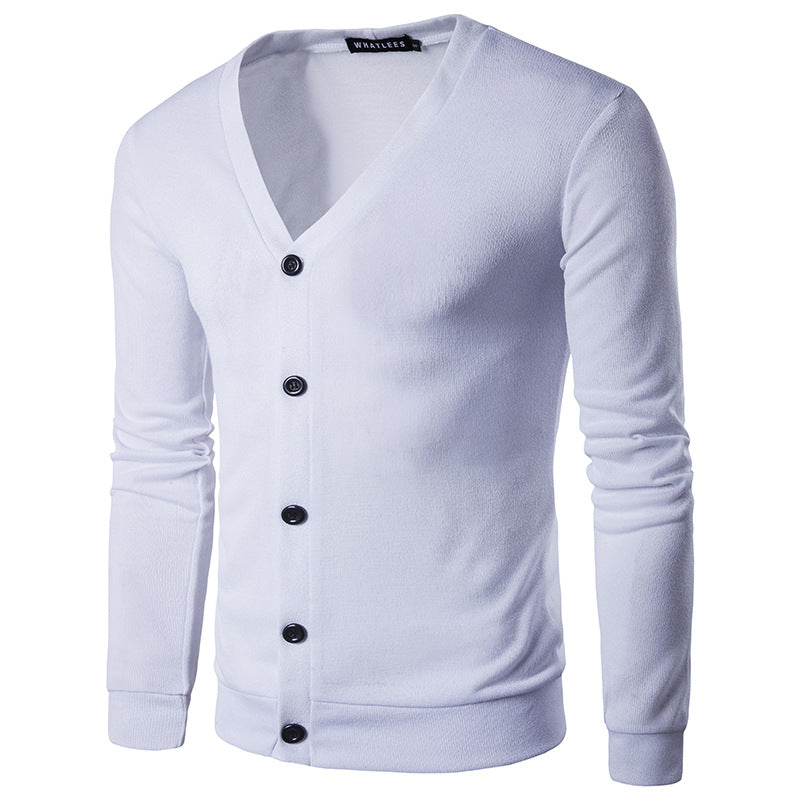 Men's Fashion Solid Color V-Neck Cardigan