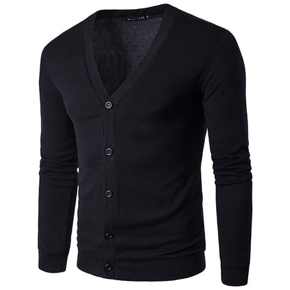 Men's Fashion Solid Color V-Neck Cardigan