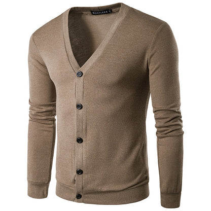 Men's Fashion Solid Color V-Neck Cardigan