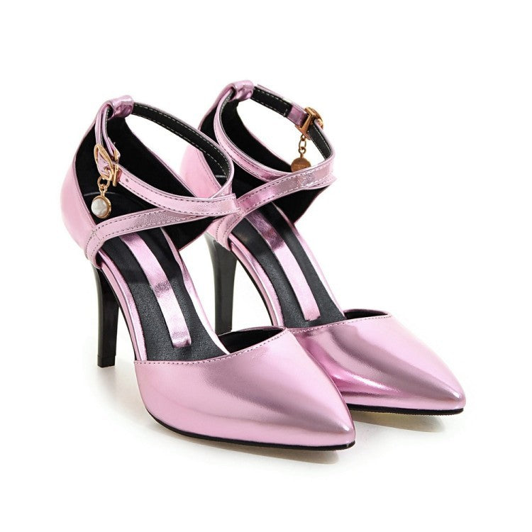Women's Ankle Straps Pointed Toe Stiletto Sandals High Heels Shoes 8005