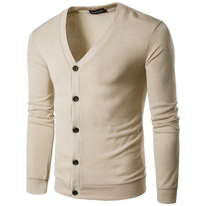 Men's Fashion Solid Color V-Neck Cardigan