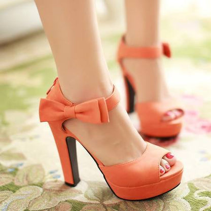 Women Peep Toe Bow Platform High Heel Sandals Shoes 6161