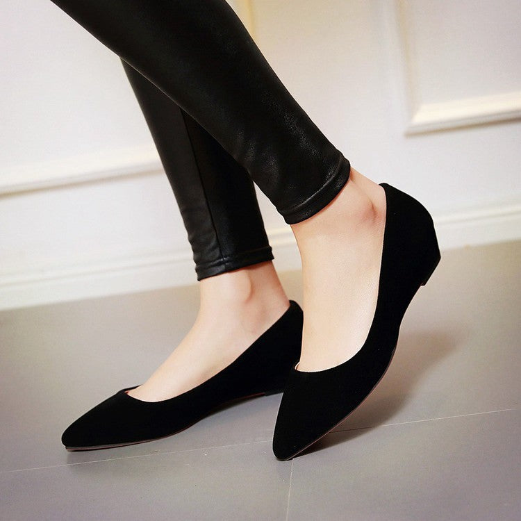 Pointed Toe Suede Women Wedges Heels Shoes 5682 – meetfun