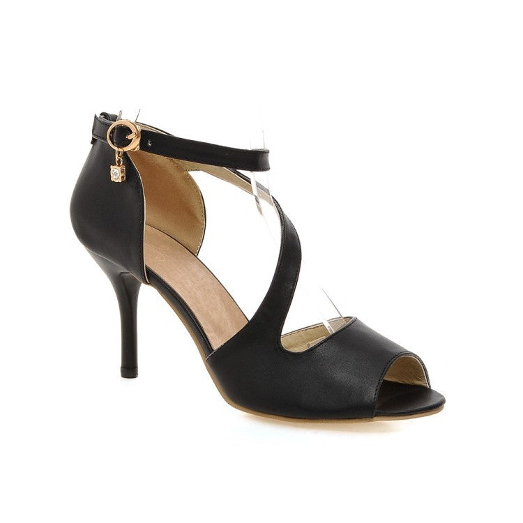 Women's Ankle Straps Peep Toe Sandals High Heels Shoes 7818 – meetfun