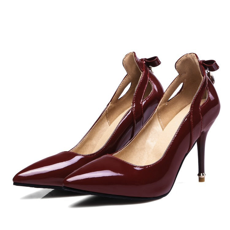 Pointed Toe Bow Pumps Women Stiletto High Heels Shoes 1720 – meetfun