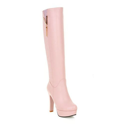 Women Tassel High Heels Platform Knee High Boots