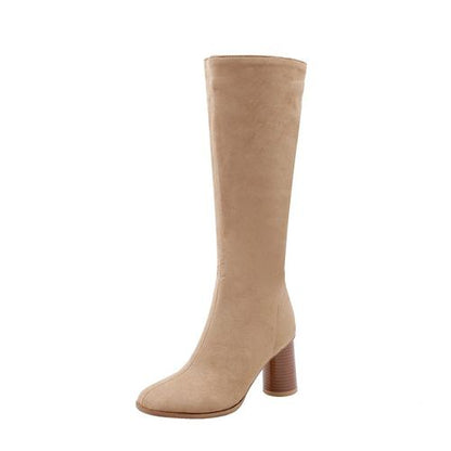 Women Suede High Heels Knee High Boots