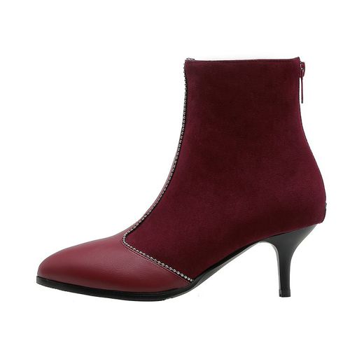 Women Suede Pointed Toe High Heels Short Boots
