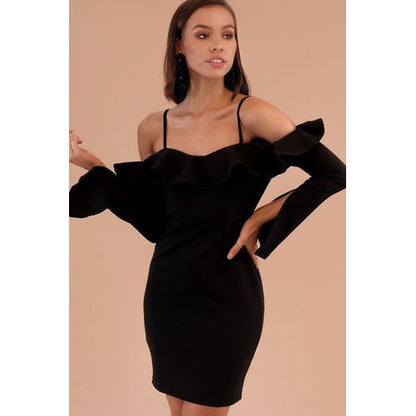 Shoulder Lace-up Flounce Slim Packet Buttock Short Women's Dresses