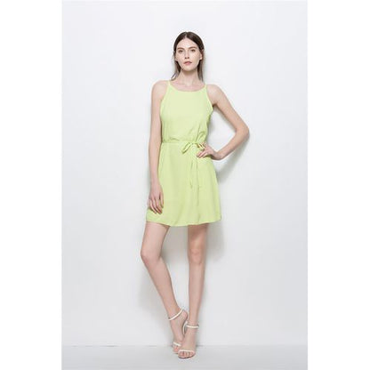 Round-necked Chiffon Sling Skirt Beam Waist Strap Sexy Women Dresses