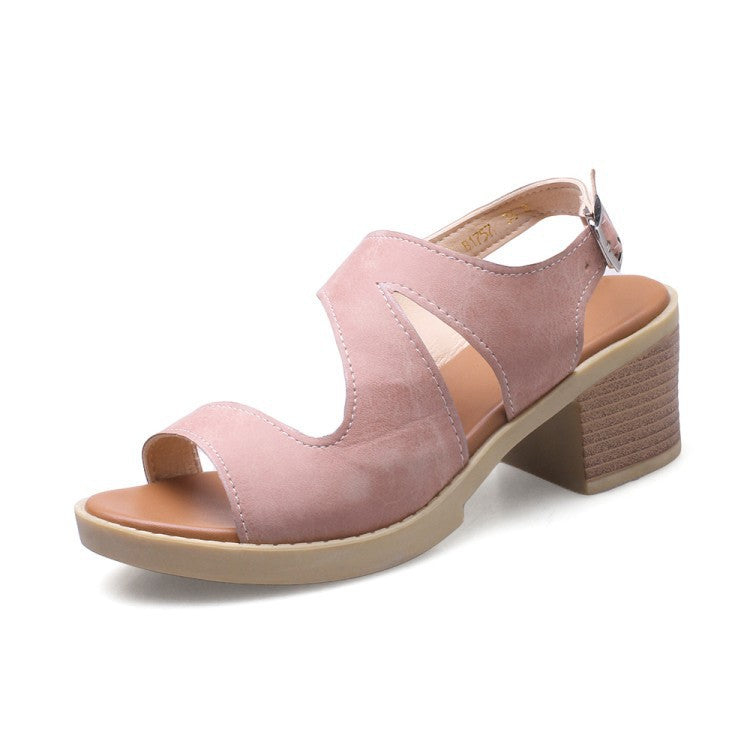 Open Toe Platform Sandals Chunky Heels Shoes Woman 8465
