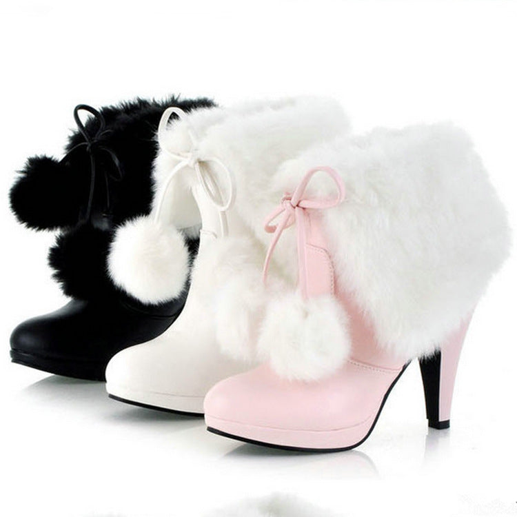 Ball Tassel Fur Short Snow Boots Plus Size Women Shoes 9318