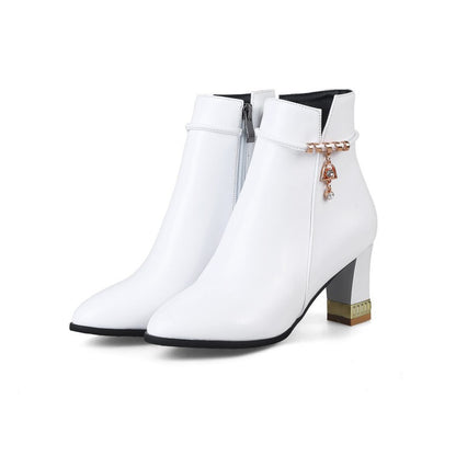 Pointed Toe Short Boots Plus Size Women Shoes 5467