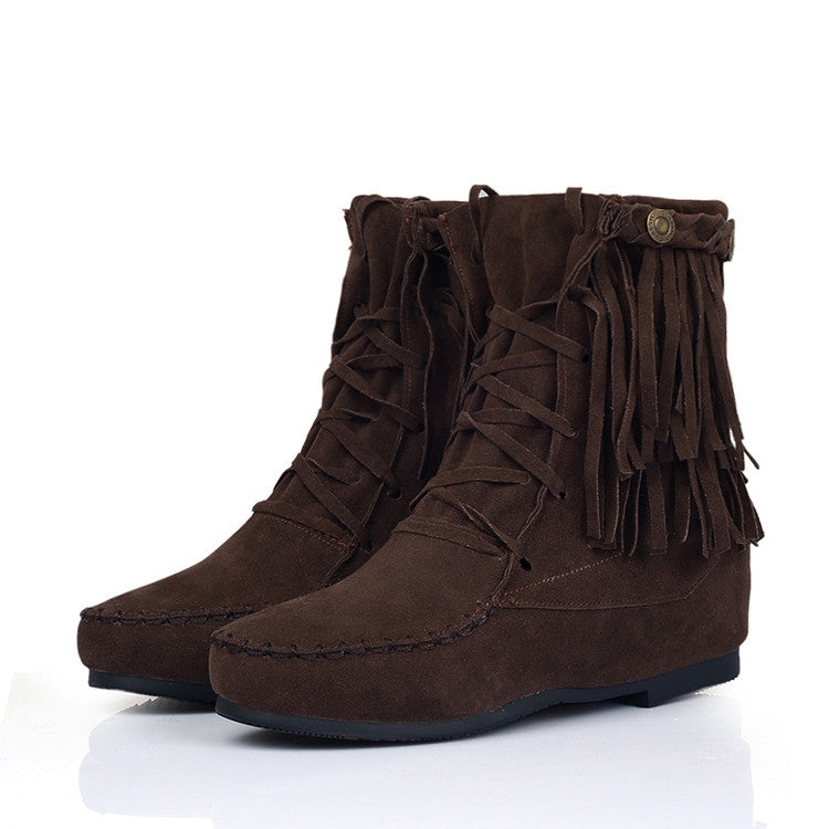 Women Tassel Short Boots Plus Size Autumn and Winter Shoes 1515