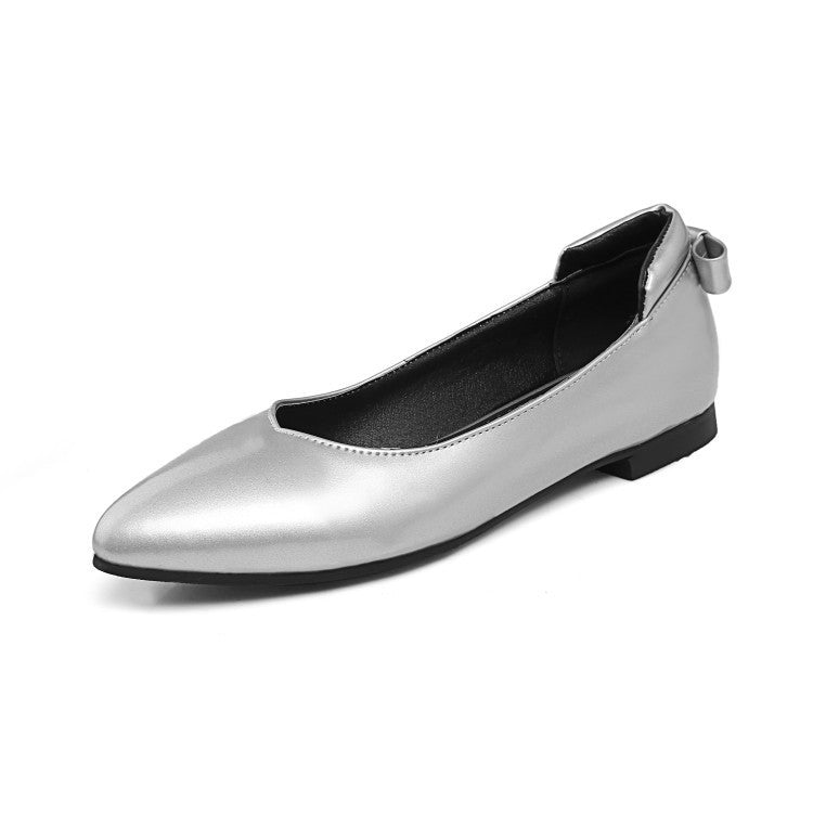 Pointed Toe Back Bowtie Women Flat Shoes 9499