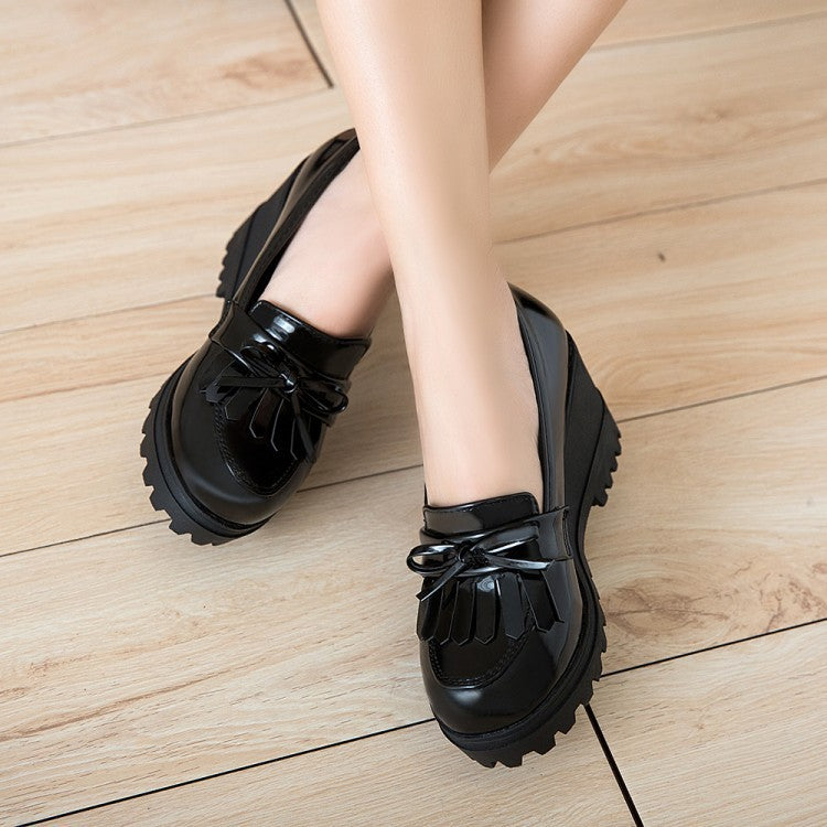 Tassel Platform Wedges Heels Shoes for Women 1211